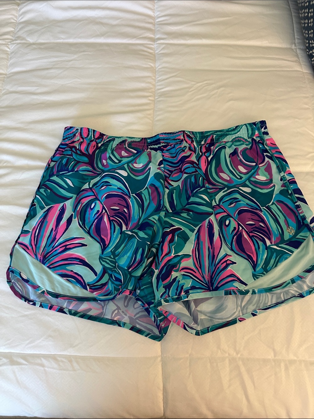 Lilly Pulitzer Teal & Pink Tropical Athletic Shorts